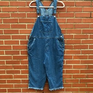 Vintage Denim Frayed Cropped Overalls SZ. Sm.